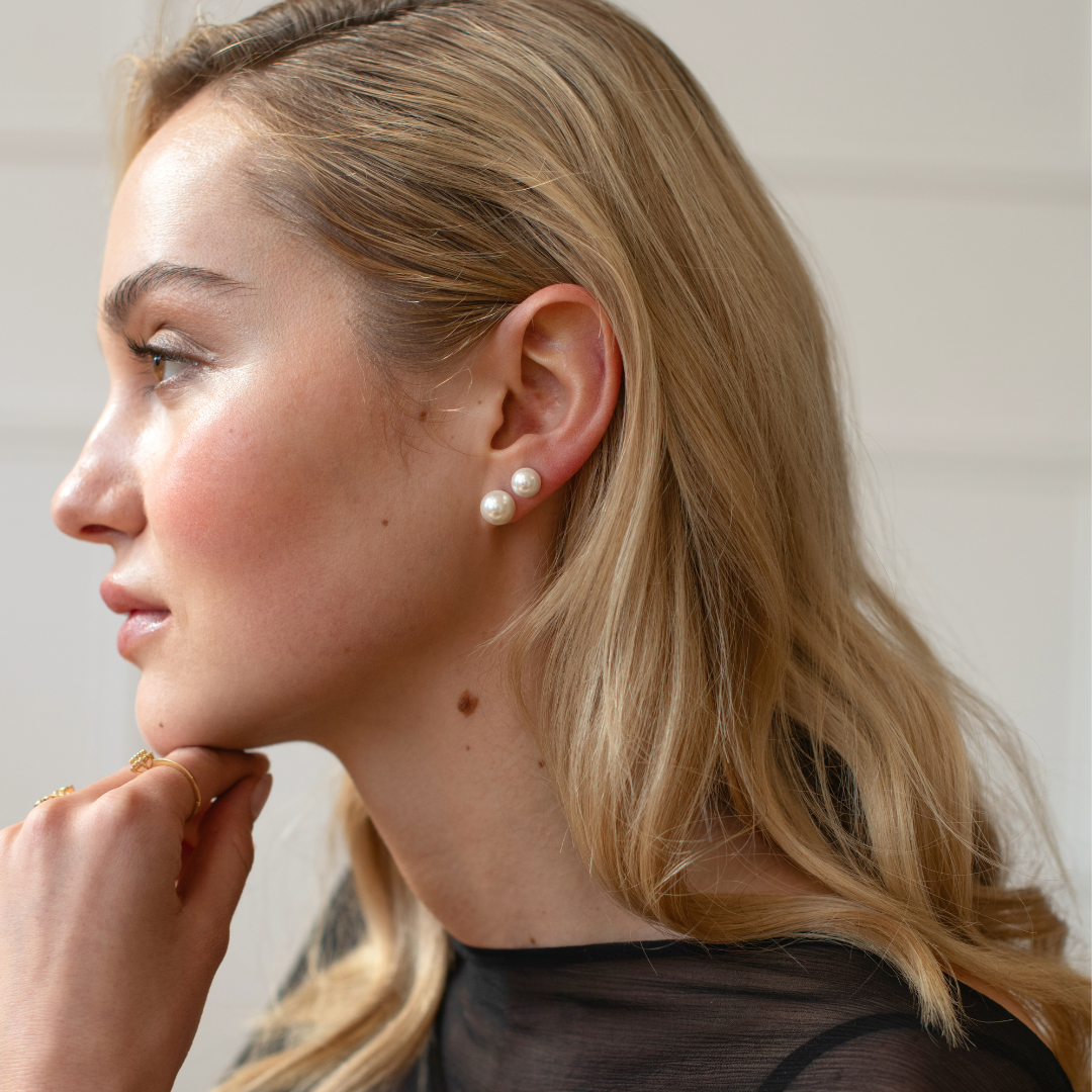 Celeste Pearl Earrings - Solid Gold